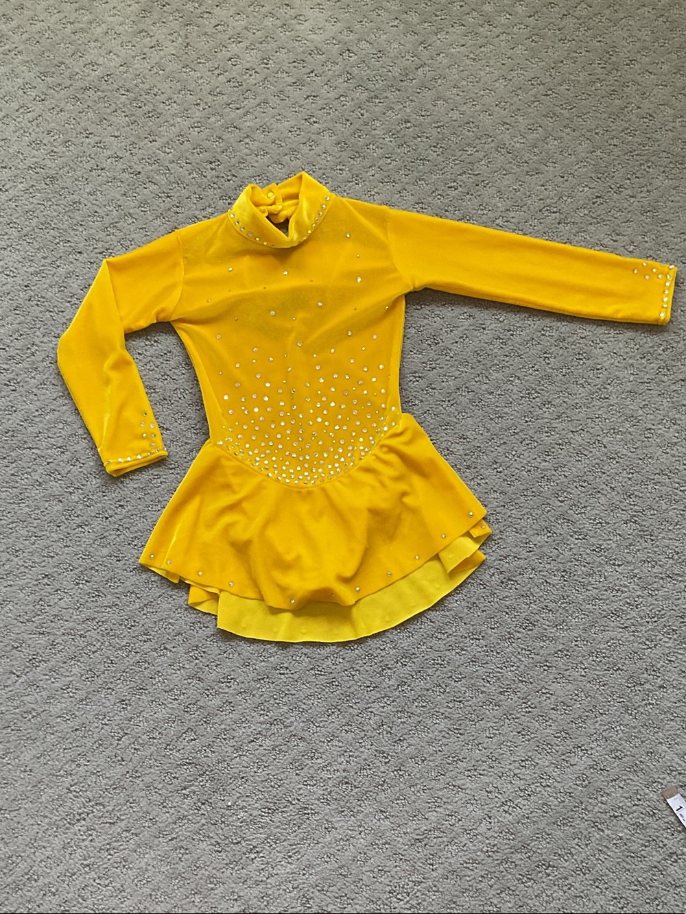 Yellow Girls' Figure Skating Dress with Rhinestones 0452
